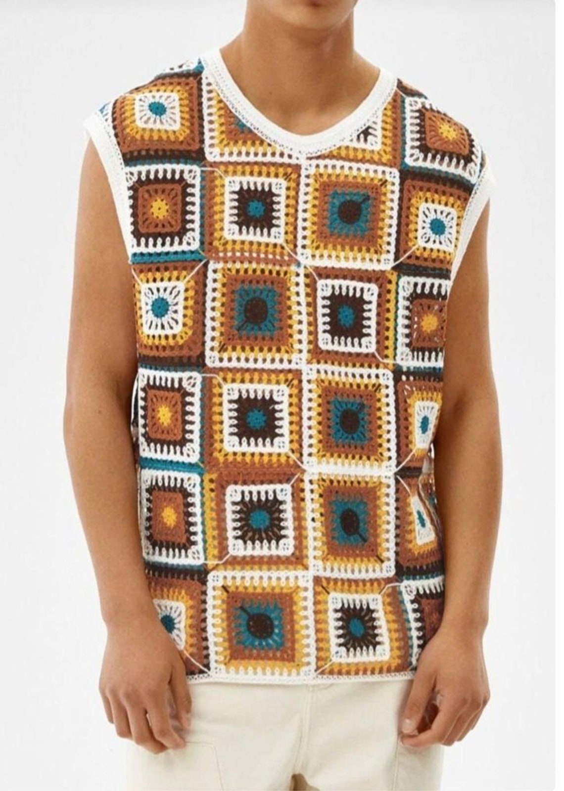 Utility Vest Men Mens Sweater Vest Crochet for Men Granny Etsy