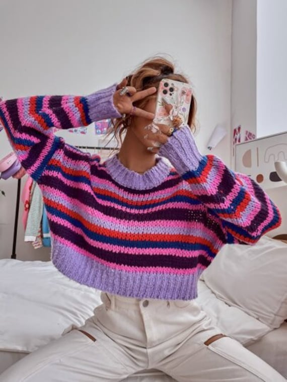 Purple crop sweater discount