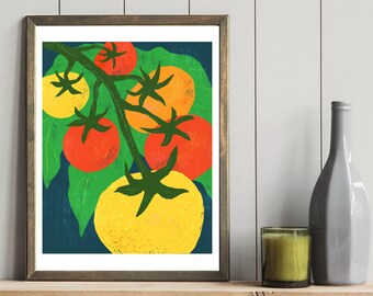Sweet Tomatoes Art Print / 8 x 10 / 11 x 14 /  16 x 20 / kitchen décor / kitchen Fine Art / food illustration / food print / Colorful