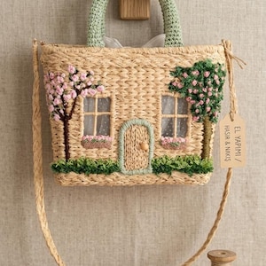Straw Embroidery Bag - Etsy display picture 2