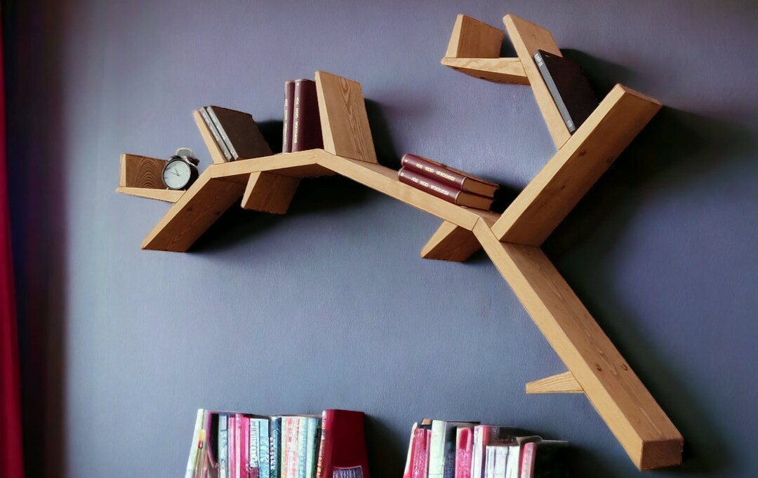 Handmade Tree Branch Bookshelf Pine Wood Natural Wood Kids Etsy