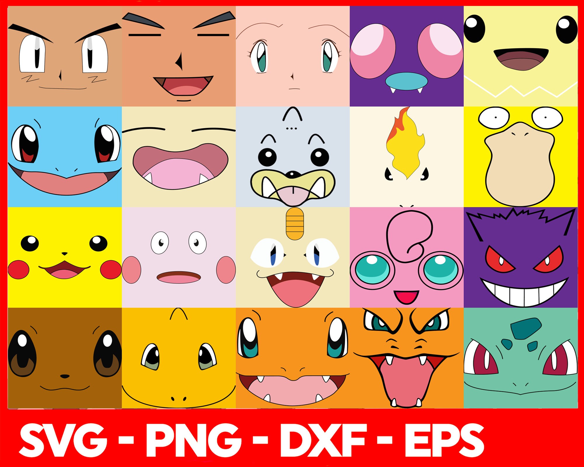 Pokemon Faces Vector Bundle Svg Eps Png Dxf - Etsy Canada