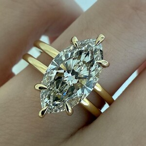 3CT Marquise Cut Moissanite Engagement Ring Hidden Halo Double Band 14K Solid Gold Solitaire Ring Wedding Rings For Women Anniversary Ring