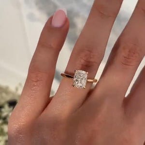 2.50CT Elongated Cushion Cut Moissanite Engagement Ring Art Deco Wedding Ring 18K Gold Ring Vintage Ring Classic Anniversary Ring For Women