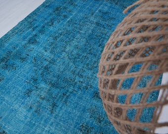 Oversized Oushak-vloerkleed, Turks tapijt blauw, 7 x 10 vintage tapijt, groot Oushak-vloerkleed 7 x 10, extra groot vloerkleed, groot vloerkleed, extra groot wollen vloerkleed, gedempt vloerkleed, 152