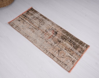 1x3 Teppich, Kleiner Türkischer Teppich, Kleiner Oushak Teppich, Vintage Kleiner Teppich, Antiker Teppich, Weicher Mini Teppich, Türmatte Teppich, MiniTeppich, Kleiner Teppich 1x3, 141