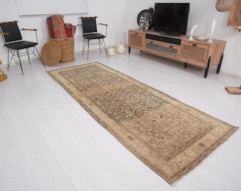 Antique Runner Rug, Natural Rug,Vintage Rug Runner 3x9,Turkish Runner Rug,Oushak Runner 3x9,Wool Runner Rug,Handmade Runner,Hallway Rug,1110