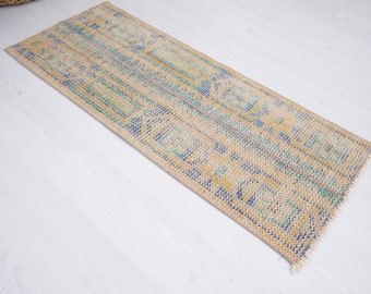 1x3 Rug, Small Turkish Rug, Small Oushak Rug, Vintage Small Rug, Antique Rug, Soft Mini Rug, Door Mat Rug, Mini Rug, Small Rug 1x3, 165