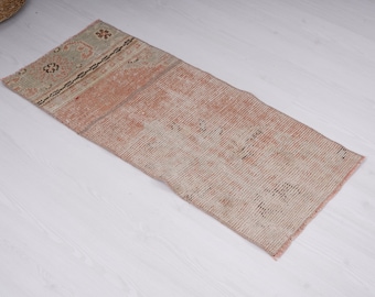 1x3 Rug, Small Oushak Rug, Vintage Small Rug, Small Turkish Rug, Soft Mini Rug, Small Rug, Door Mat Rug, Handmade Rug, Muted Rug 1x3, 287