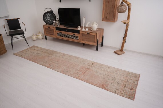 2x10 Runner, Oushak Runner, Turkish Runner Rug, Vintage Runner, Kitchen Runner, Handmade Rug, Faded Rug, Runner Rug, 2x10 Wool Rug, 29
