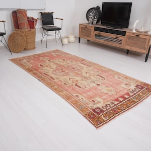 4x8 Rug, Muted Oushak Rug, Vintage Area Rug, Turkish Rug 4x8, Handmade Wool Rug, Old Rug, Faded Rug,Osuhak Area Rug,Neutral Vintage Rug,1159