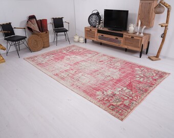 Tapis décoration maison, grand tapis Oushak 6 x 10, tapis turc surdimensionné, tapis vintage fait main, tapis bio, tapis bohème, tapis en laine, tapis 6 x 10, tapis neutre, 308