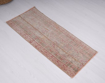 1x3 Rug, Small Oushak Rug, Vintage Small Rug, Small Turkish Rug, Soft Mini Rug, Neutral Rug, Door Mat Rug, Small Rug, Wool Rug 1x3, 280