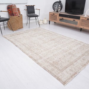 5x8 Rug, Turkish Rug, Faded Rug, 5x8 Vintage Rug,Muted Oushak Rug,Turkish Area Rug,Handmade Wool Rug,Oushak Area Rug,Neutral Vintage Rug,336