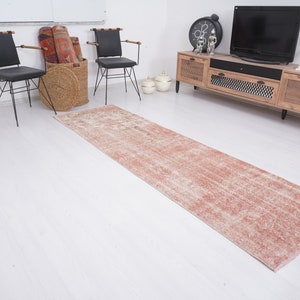 3x8 Runner, Oushak Runner Rug, Vintage Rug Runner, Turkish Runner 3x8, Hallway Rug, Muted Rug, Vintage Runner Rug, Wool Rug,Organic Rug,160