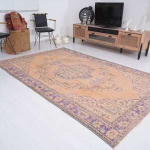 6x9 Rug, Handmade Turkish Rug, Vintage Rug 6x9, Muted Oushak Rug, Living Room Rug, Faded Rug, Antique Rug, Turkish Area Rug,6x9 Home Rug,349