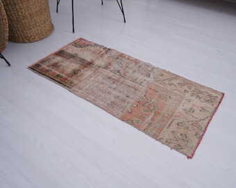 2x3 Rug, Door Mat Rug, Mini Rug, Oushak Small Rug, Vintage Small Rug, Small Turkish Rug, Anatolian Rug, Faded Wool Rug, 2x3 Vintage Rug, 559