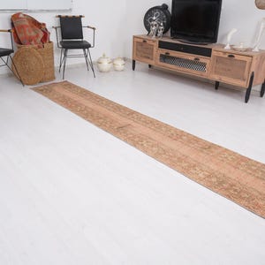 2x11 Rug, Turkish Runner Rug, Vintage Runner 2x11, Oushak Runner Rug, Handmade Rug Runner,Muted Runner,Faded Rug,Antique Rug,2x11 Runner,995