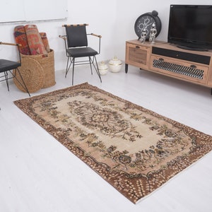 4x7 Rug, Vintage Rug 4x7, Turkish Rug, Oushak Rug, Handmade Area Rug, Antique Rug, Wool Rug, Vintage Area Rug, Old Rug, Muted Rug 4x7, 16