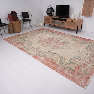 7x11 Rug, Handmade Turkish Rug, Vintage Rug 7x11, Oversize Oushak Rug, Turkish Large Rug, Muted Area Rug, Faded Rug,Antique Rug,7x11 Rug,467