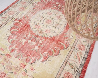 6x9 Rug, Handmade Turkish Rug, Vintage Rug 6x9, Muted Oushak Rug, Living Room Rug, Faded Rug, Antique Rug, Turkish Area Rug,6x9 Home Rug,484