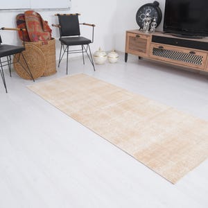 3x7 Rug, Handmade Area Rug, 3x7 Vintage Rug, Turkish Rug Runner, Antique Rug, Muted Oushak Rug, Faded Turkish Rug, Natural Rug, Wool Rug,146