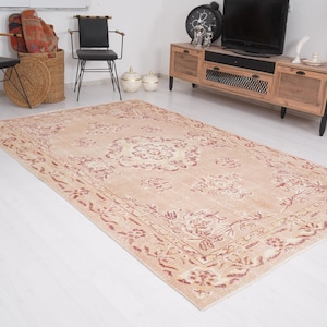 6x9 Rug, Handmade Turkish Rug, Vintage Rug 6x9, Muted Oushak Rug, Living Room Rug, Faded Rug, Antique Rug, Turkish Area Rug,6x9 Home Rug,463