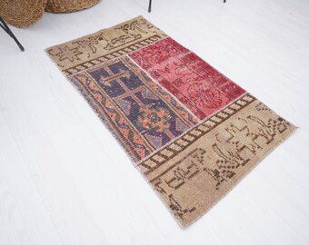 2x3 Rug, Small Turkish Rug, Small Oushak Rug, Vintage Small Rug, Soft Mini Rug, Door Mat Rug, Antique Rug, Small Rug, Handmade Rug 2x3, 265