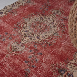 Antique Turkish Boho Decor Rug, Faded Oushak Rug 6x9, Vintage Wool Rug 6x9,Handmade Muted Rug,Anatolian Rug,Vintage Rug,Turkish Rug 6x9,269