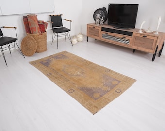 3x6 Rug, Handmade Area Rug, 3x6 Vintage Rug, Turkish Rug Runner, Antique Rug, Muted Oushak Rug, Faded Turkish Rug, Natural Rug,Wool Rug,1130