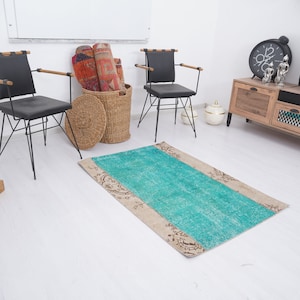 3x4 Rug, Vintage Rug 3x4, Small Turkish Rug, Bath Rug, Oushak Rug Small, Neutral Rug, Soft Mini Rug, Small Rug, Door Mat Rug,Old Rug 3x4,181