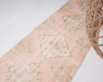 3x12 Runner, Neutral Vintage Runner, Turkish Runner, Oushak Runner, Hallway Runner, Organic Rug, Runner Rug, Handmade Rug, Long Rug 3x12,672