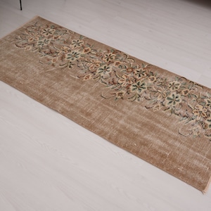 3x6 Rug, Turkish Runner, Oushak Runner Rug, Vintage Runner, Hallway Runner, Handmade Rug, Neutral Runner, Organic Rug, Wool Rug 3x6, 85
