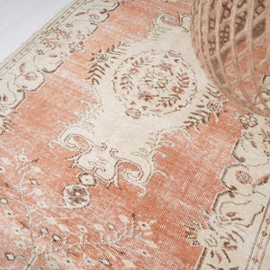 6x9 Rug, Handmade Turkish Rug, Vintage Rug 6x9, Muted Oushak Rug, Living Room Rug, Faded Rug, Antique Rug, Turkish Area Rug,6x9 Home Rug,482