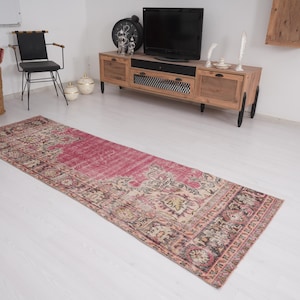 3x8 Runner, Oushak Runner Rug, Vintage Rug Runner, Turkish Runner 3x8, Hallway Rug, Muted Rug, Vintage Runner Rug, Wool Rug,Organic Rug,399