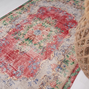 6x9 Rug, Handmade Turkish Rug, Vintage Rug 6x9, Muted Oushak Rug, Living Room Rug, Faded Rug, Antique Rug, Turkish Area Rug,6x9 Home Rug,34