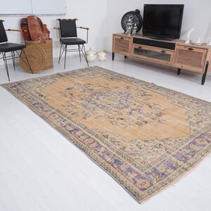 6x9 Rug, Handmade Turkish Rug, Vintage Rug 6x9, Muted Oushak Rug, Living Room Rug, Faded Rug, Antique Rug, Turkish Area Rug,6x9 Home Rug,320