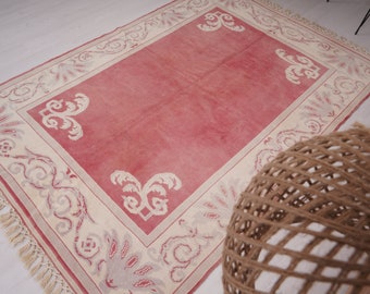 5x7 Area Rug, Muted Vintage Rug 5x7, Turkish Anatolian Rug, Oushak Rug 5x7, Neutral Turkish Woven Rug, Handmade Area Rug, Organic Rug,48