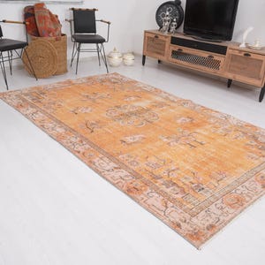6x9 Rug, Handmade Turkish Rug, Vintage Rug 6x9, Muted Oushak Rug, Living Room Rug, Faded Rug, Antique Rug, Turkish Area Rug,6x9 Home Rug,925