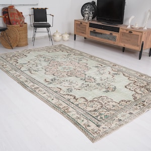 6x10 Rug, Handmade Turkish Rug, Vintage Rug 6x10, Oversize Oushak Rug, Turkish Large Rug, Muted Area Rug, Faded Rug,Antique Rug,6x10 Rug,494