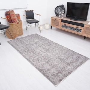 4x7 Rug, Handmade Turkish Rug, Vintage Rug 4x7, Muted Oushak Rug, Living Room Rug, Faded Rug, Antique Rug, Turkish Area Rug,4x7 Home Rug,213