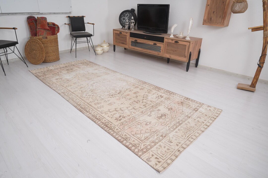 4x9 Runner, Vintage Runner Rug, Turkish Rug Runner, Oushak Runner 4x9 ...