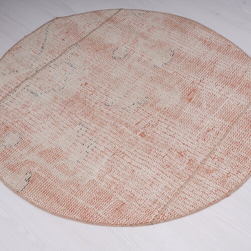 3x3 Round Rug, Turkish Rug, Small Vintage Rug, Oushak Small Rug, Mini Rug, Anatolian Rug, Small Rug, Door shops Mat Rug, Circle Rug, 3x3 Rug, 37