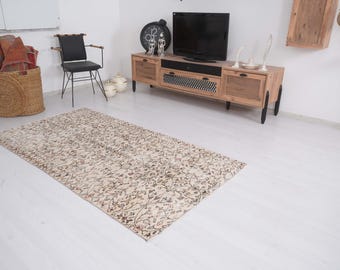 Tapis 4 x 7, tapis turc, tapis vintage, tapis Oushak, tapis Oushak 4 x 7, tapis fait main, tapis vintage, tapis antique 4 x 7, tapis surteint, 633