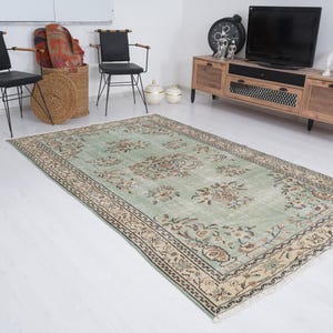 5x8 Rug, Handmade Turkish Rug, Vintage Rug 5x8, Muted Oushak Rug, Living Room Rug, Faded Rug, Antique Rug, Turkish Area Rug,5x8 Home Rug,325