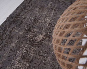 Antique Vintage Rug, Turkish Rug 6x10, Oushak Rug, Dark Gray Rug, Large Area Rug, Natural Wool Rug, Anatolian Rug, Turkey Rug, Rug 6x10, 434