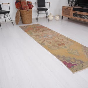 Oushak Rug 2x8, Handmade Vintage Rug, Turkish Runner 2x8, Hallway Rug Runner, Muted Rug 2x8,Vintage Runner Rug,Wool Rug,Organic Carpet,1373