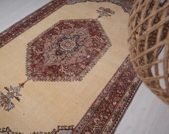 Vintage Turkey Rug, Turkish Rug 6x10, Oversize Oushak Rug, Handmade Natural Large Turkish Rug, Oushak Area Rug, Old Rug, Muted Rug 6x10, 259