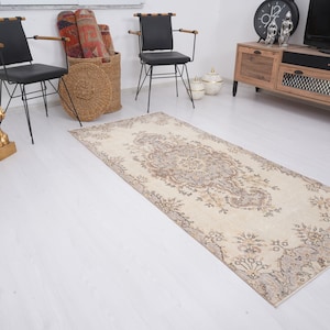 3x7 Rug, Muted Rug, Oushak Rug, Neutral Vintage Rug, 3x7 Turkish Rug, Handmade Wool Rug, Vintage Rug, Anatolian Rug,Turkish Area Rug,Old,776