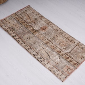 2x3 Rug, Small Turkish Rug, Small Oushak Rug, Vintage Small Rug, Soft Mini Rug, Door Mat Rug, Small Rug, Mini Rug, Handmade Rug, 2x3, 251
